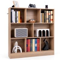 8-Vaks Boekenkast 3-Niveau Vrijstaande Opbergkast met 2 Anti-Kantelsets 100 cm Houten Displayplank voor Woonkamer Slaapkamer Kantoor