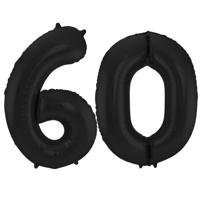 Folat Folie ballonnen - 60 jaar cijfer - zwart - 86 cm - leeftijd feestartikelen - verjaardag