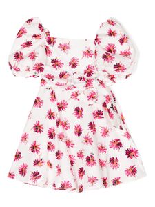 MSGM Kids robe plissée à fleurs - Blanc