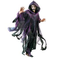 Funny Fashion Halloween verkleed cape/gewaad met kap - Spook/geest - Paars - Voor volwassenen One size  -