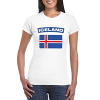 T-shirt met IJslandse vlag wit dames