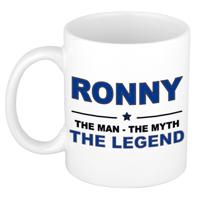 Ronny cadeau mok - man myth legend - naam koffiemok / beker - wit en blauw - 300 ml
