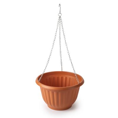 Plasticforte Plantenpot - hangend - kunststof - terracotta - D25 x H15 cm - bloempot aan ketting