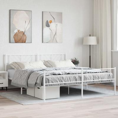 Bedframe met hoofd- en voeteneinde metaal wit 180x200 cm