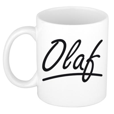 Olaf Naam koffiemok - beker - met sierlijke letters - wit - 300 ml - Cadeau - Heren Olaf Naam koffiemok - beker - met sierlijke letters - wit - 300 ml - Cadeau - Heren