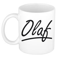 Olaf Naam koffiemok - beker - met sierlijke letters - wit - 300 ml - Cadeau - Heren