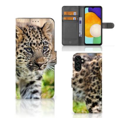 Samsung Galaxy A04s | Samsung Galaxy A13 5G | Telefoonhoesje | Met pasjeshouder | Baby Luipaard