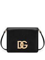 Dolce & Gabbana sac à bandoulière en cuir à plaque logo - Noir