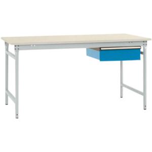 Manuflex BB5231.7035 Compleet bijzettafel basis stationair met melamine schijf + enkele lade, bxdxh: 1000 x 800 x 780 mm Grijs-wit (RAL 7035)