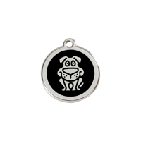 Dog Black roestvrijstalen hondenpenning small/klein dia. 2 cm - Reddingo