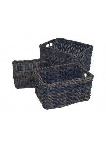 Dr Rieten v-ager mand l met deksel 40x30x23 grijs