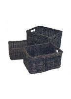 Dr Rieten v-ager mand l met deksel 40x30x23 grijs