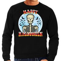 Happy Halloween skelet verkleed sweater zwart voor heren - thumbnail