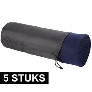 5x Fleece deken navy 150 x 120 cm