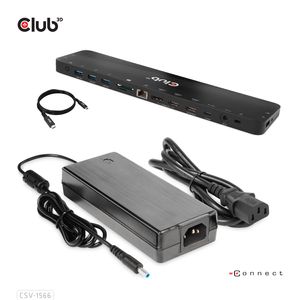 CLUB3D Universeel Docking station met 120W max/Power adapter voor het opladen van de allerzwaarste laptops met USB type C aansluiting, 2x HDMI, 1x DP( DisplayLink™ gecertificieerd en DP alt modus )