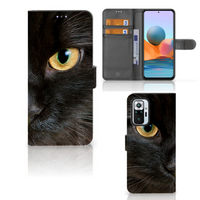 Xiaomi Redmi Note 10 Pro Telefoonhoesje met Pasjes Zwarte Kat - thumbnail