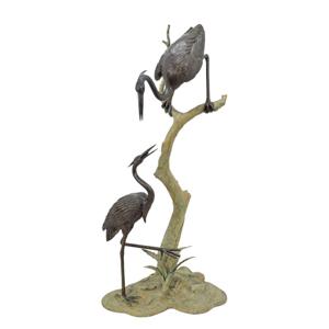 BRONZEN REIGER FONTEIN MET 2 REIGERS