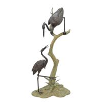 BRONZEN REIGER FONTEIN MET 2 REIGERS - thumbnail