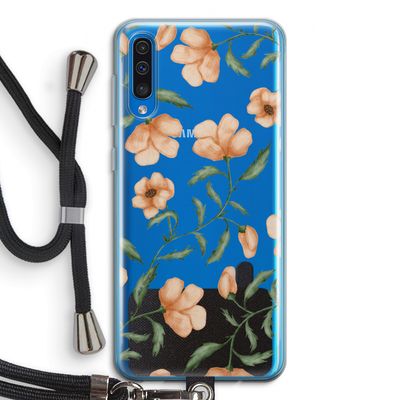 Peachy flowers: Samsung Galaxy A50 Transparant Hoesje met koord