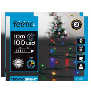 Kerstverlichting - 2x st - gekleurd - 10 meter - 100 led lampjes - transparant snoer - 8 functies