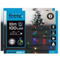 Kerstverlichting - 2x st - gekleurd - 10 meter - 100 led lampjes - transparant snoer - 8 functies - thumbnail