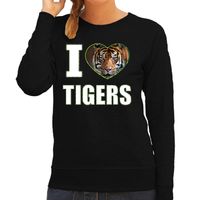 I love tigers sweater / trui met dieren foto van een tijger zwart voor dames - thumbnail