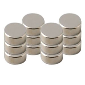 12x Ronde koelkast/kantoor magneten 8 mm zilver   -