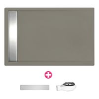 Douchevloer Xenz Easy Tray | 170x80 cm | Incl.Gootcover en Afvoersifon | Acryl | Rechthoek | Cement mat - thumbnail