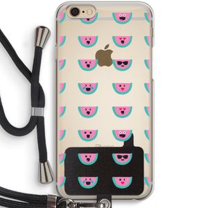 Smiley watermeloenprint: iPhone 6 / 6S Transparant Hoesje met koord
