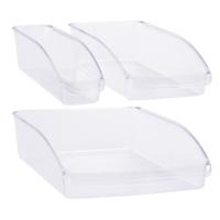 Koelkast/keuken organizer bakken set 3x stuks - transparant - kunststof - groente lades
