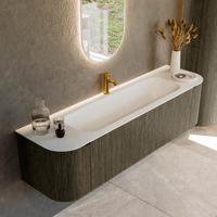 Badmeubel Mondiaz Kurve | 170 cm cm | Meubelkleur Shadow | Wastafelkleur Talc | Solid surface | Wasbak midden spoelbak | 1 kraangat