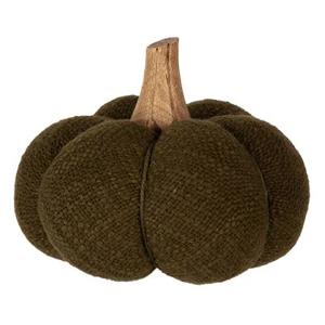 Clayre & Eef Decoratie Pompoen 13 cm Groen Stof Woondecoratie