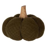 Clayre & Eef Decoratie Pompoen 13 cm Groen Stof Woondecoratie