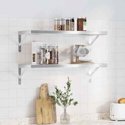 Wandschappen 2 st 75x30x3 cm roestvrijstaal zilverkleurig