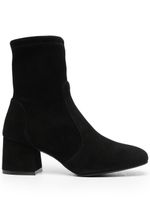 Stuart Weitzman bottes en daim à bout carré - Noir