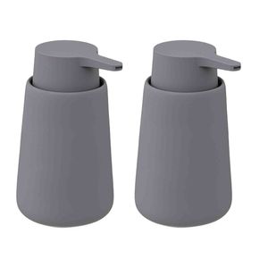 2x Stuks Zeeppompjes/zeepdispensers van keramiek - grijs - 250 ml