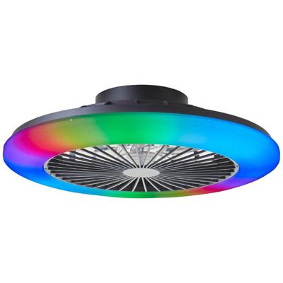 Brilliant Zwarte ventilatorSalerno met RGB functie - G60020/06