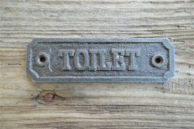 Giet ijzer bord zwart &apos;Toilet&apos; toiletbordje wandbord vintage industrieel 114mm