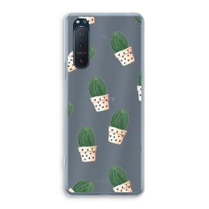 Cactusprint roze: Sony Xperia 5 II Transparant Hoesje