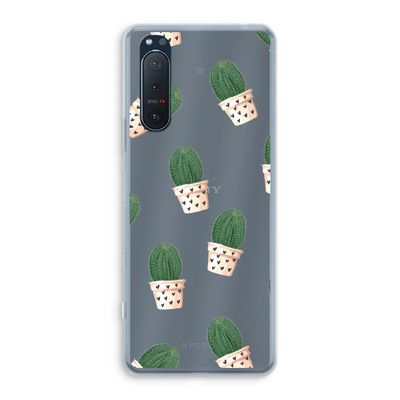 Cactusprint roze: Sony Xperia 5 II Transparant Hoesje