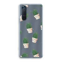 Cactusprint roze: Sony Xperia 5 II Transparant Hoesje