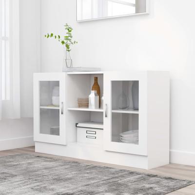 Vitrinekast 120x30,5x70 cm bewerkt hout wit