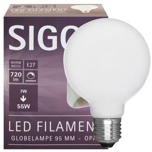 LED globe lamp 7W 720 lumen 2700K dimbaar 95mm E27 fitting opaal
