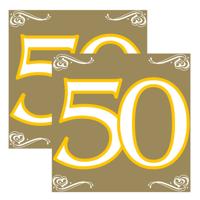 Folat 50 jaar feest tafel servetten - 20x stuks - verjaardag/jubileum - 33 x 33 cm - versiering