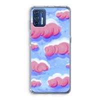 Roze wolken met vogels: Motorola Moto G9 Plus Transparant Hoesje
