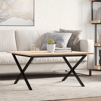Salontafel X-frame 80x80x45 cm massief grenenhout en staal