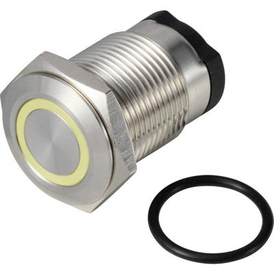 TRU COMPONENTS TC-13224152 ONPOW6316F-10E/Q/Y/12V/S Druktoets 36 V DC/AC 2 A 1x uit/(aan) Moment Geel IP65 1 stuk(s)