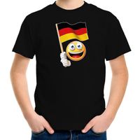 Duitsland supporter / fan emoticon t-shirt zwart voor kinderen Duitsland supporter / fan emoticon t-shirt zwart voor kinderen