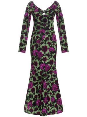 Agua By Agua Bendita robe longue Nube Fortuna à fleurs - Noir
