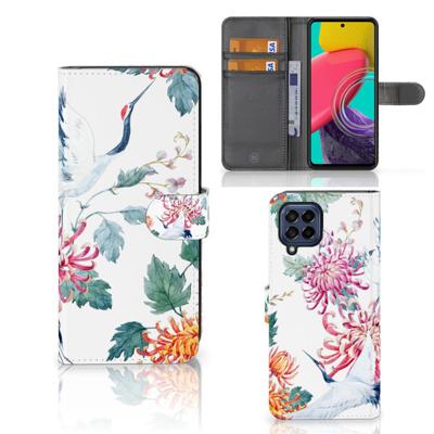Samsung Galaxy M53 | Telefoonhoesje | Met pasjeshouder | Bird Flowers